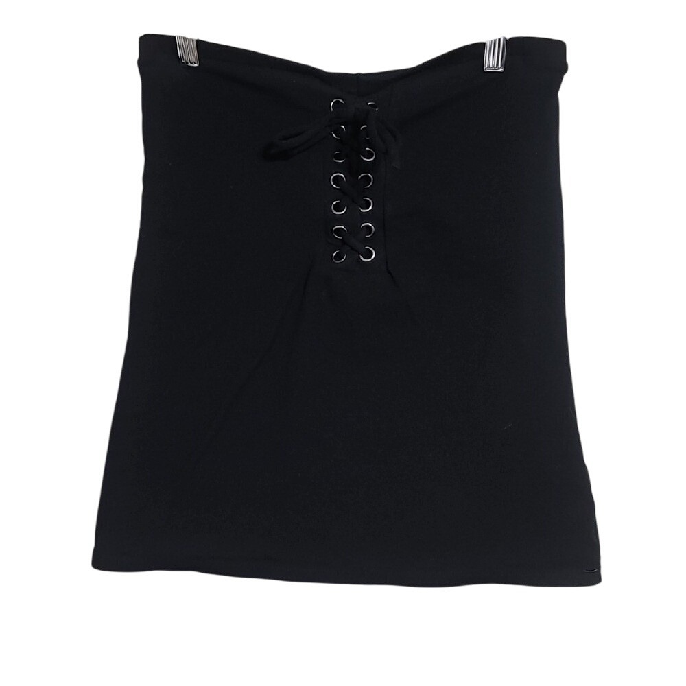Tube Top Torrid Black Lace-Up Top Size 00 M/L EUC‎